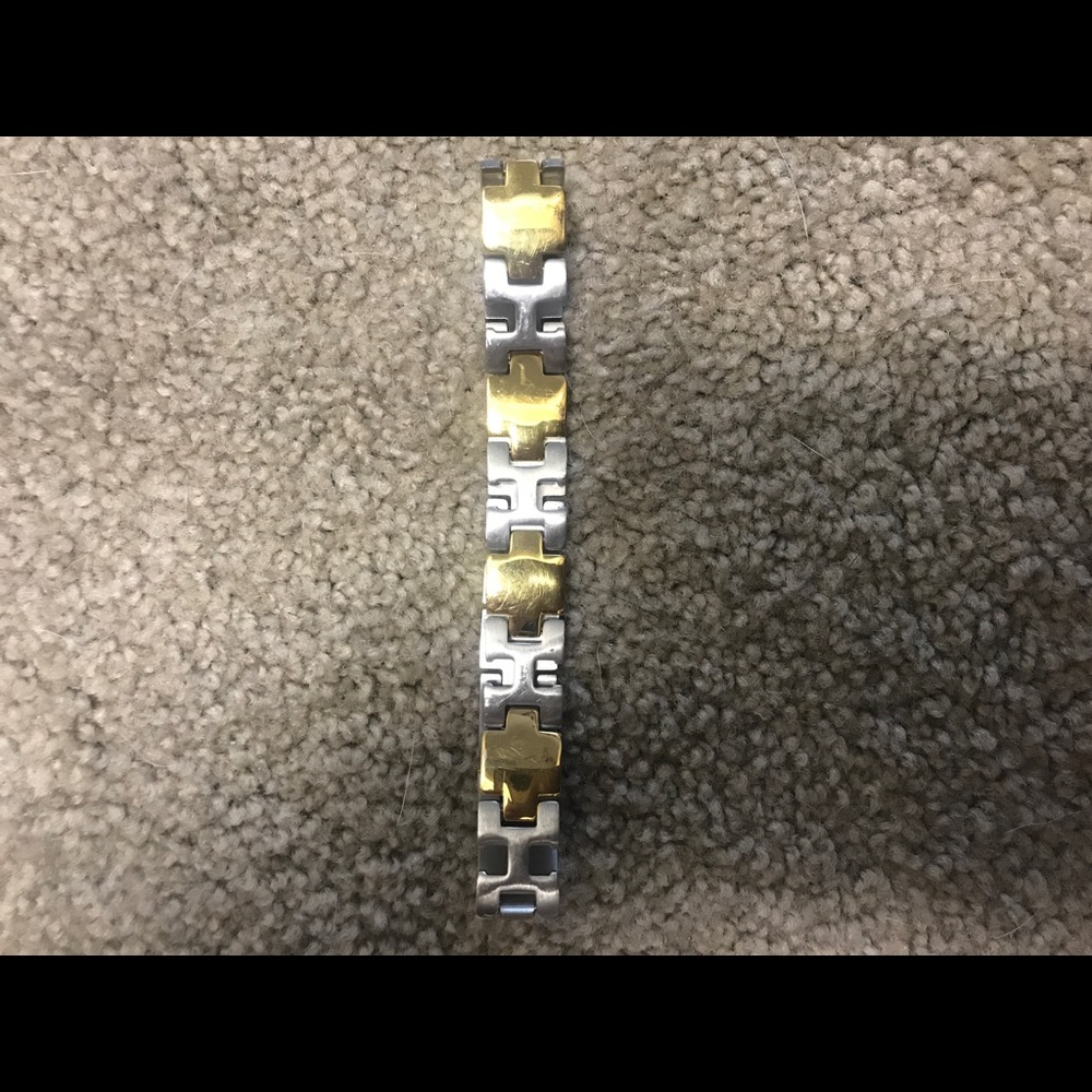 Silver and gold stainless steel bracelet